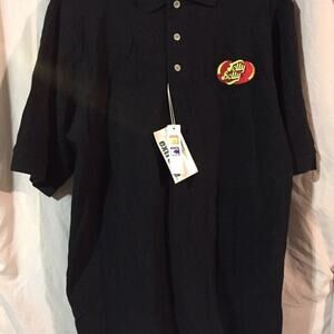 Men's Black Polo Shirt Top Extreme Brand Jelly Belly Logo NWT